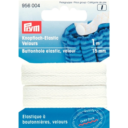 Velour knappresår 1m 15mm vit